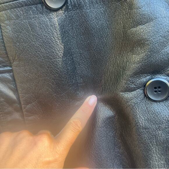 Vtg Double Breasted Classic Minimalist Capsule Soft Leather Coat Womens Size L - Picture 8 of 8